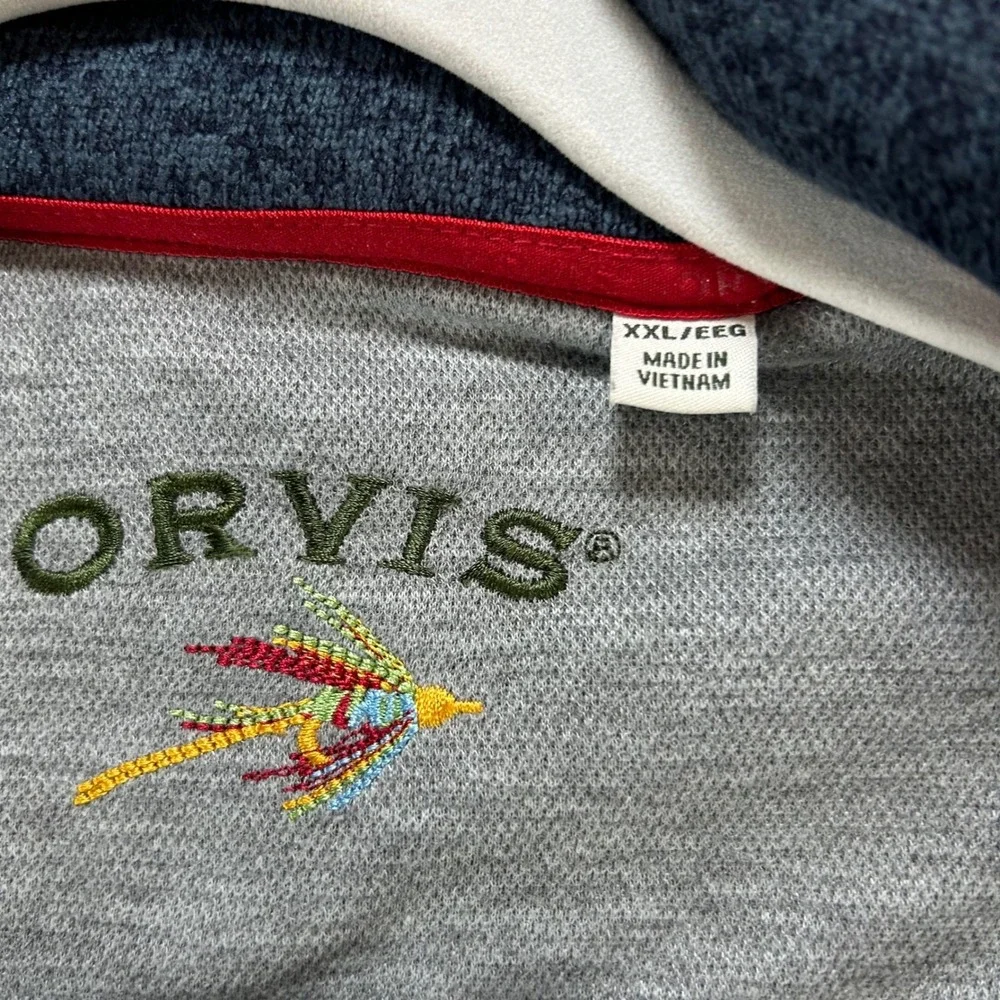 Orvis Fleece Vest Full Zip Mens XXL Blue Heathered Outdoor‎ Hiking Layering - Picture 2 of 9
